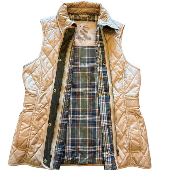 L.L. Bean Jackets & Blazers - L.L Bean Riding Vest Quilted Tan Plaid Lining Small Regular